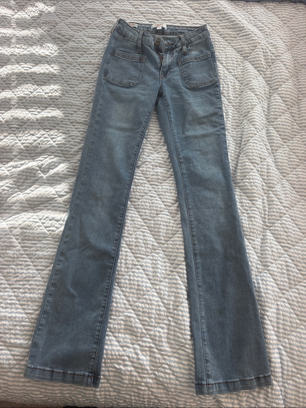 Vigoss Washed Blue Flare Jeans with Patch Pockets